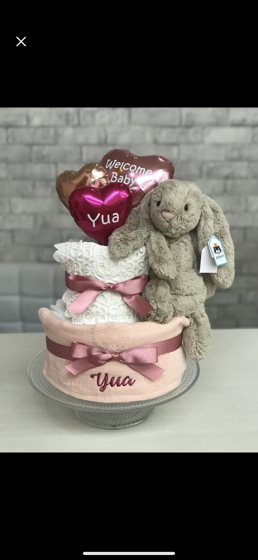 ジェリーキャットbunny♡ピンクベースおむつケーキ