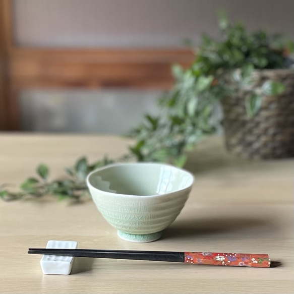 茶碗　うす彫りろくべ茶碗【小】　おうちカフェ　カラフル　パステル 6枚目の画像