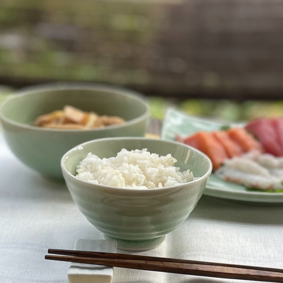 茶碗　うす彫りろくべ茶碗【小】　おうちカフェ　カラフル　パステル 13枚目の画像