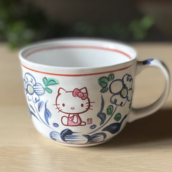 サンリオ ハローキティ×麦山窯 カフェオレボウル - Hello Kitty 藍（あお） 2枚目の画像