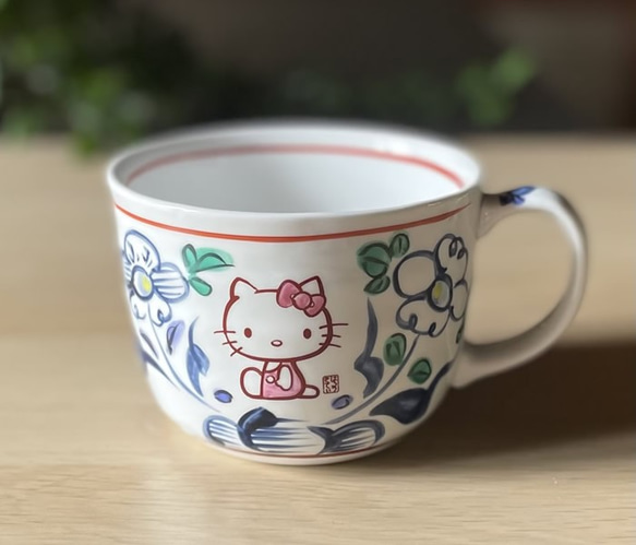 サンリオ ハローキティ×麦山窯 カフェオレボウル - Hello Kitty 藍（あお） 2枚目の画像