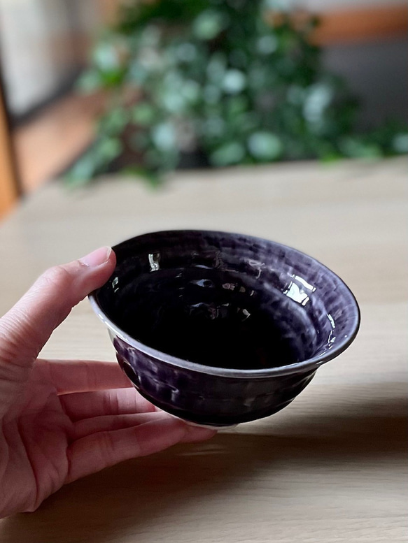 【麦山窯】　-アメジスト-　ろくべ型豆茶碗　おうちカフェ 2枚目の画像