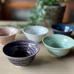 【麦山窯】　-アメジスト-　ろくべ型豆茶碗　おうちカフェ 4枚目の画像