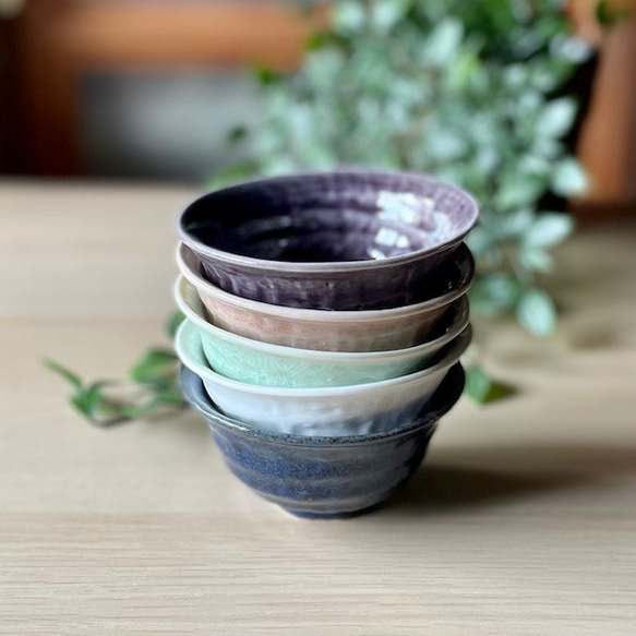 【麦山窯】　-アメジスト-　ろくべ型豆茶碗　おうちカフェ 5枚目の画像