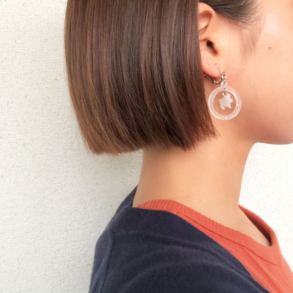 rabbit ring earring clear 　うさぎ　アクリル　アクセサリー　イヤリング 1枚目の画像