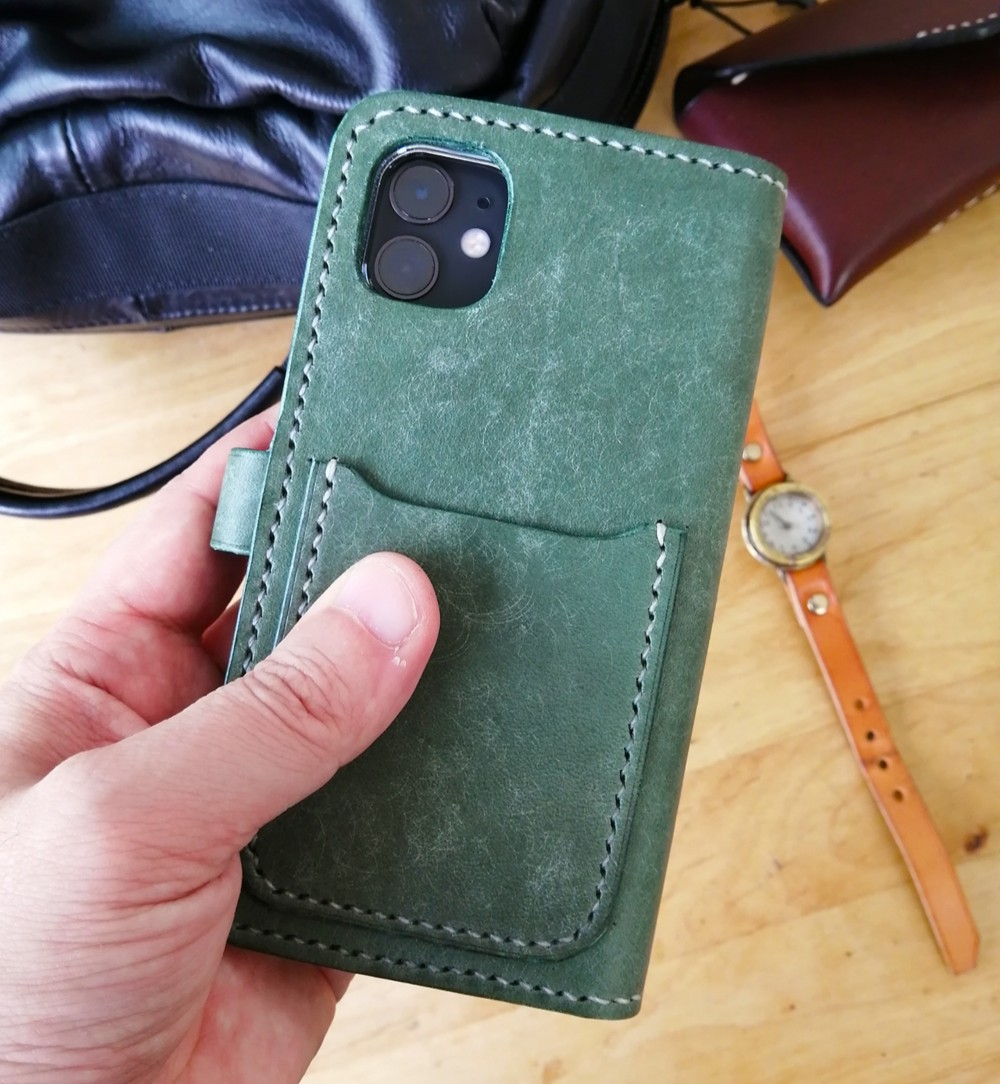 手帳型iPhoneケースベルト式  プエブロレザー（各サイズ対応）