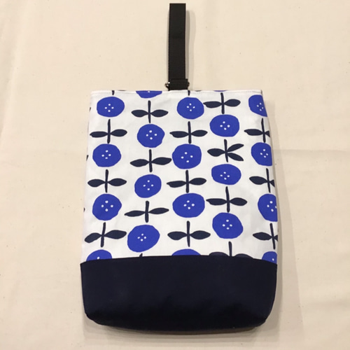 入園・入学準備◇北欧風青い花柄◇裏地付き◇トートバッグ