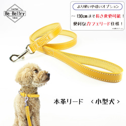 【旧商品ページ】本革レザーリード＜小型犬＞マスタードイエロー　リード長さ変更可（～１３０ｃｍ）カフェリードあり 2枚目の画像