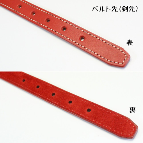 ハイブランド】本革レザー首輪〈小型犬〉 赤×赤 幅17mm 長さ