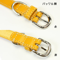 【旧商品ページ】本革レザー首輪〈小型犬〉 マスタードイエロー 幅１７ｍｍ 長さ２４~３２cm 高級ヌメ革使用 6枚目の画像