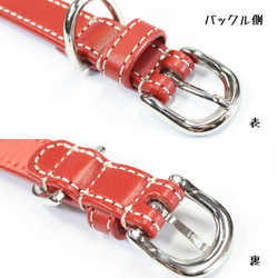 【旧商品ページ】本革レザー首輪〈小型犬〉赤色　幅１７ｍｍ　首回り～３２cm対応可　高級ヌメ革使用 6枚目の画像