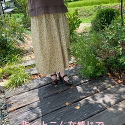 マスタードのコットン・ギャザースカート（ウエスト楽チン総ゴム）【受注製作】大人可愛いギャザースカート♥ 5枚目の画像