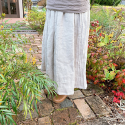 【再販】キナリ色の綾織ベルギーリネン ナチュラル染めのギャザースカート【受注製作】秋色♫大人可愛いギャザースカート♥ 7枚目の画像