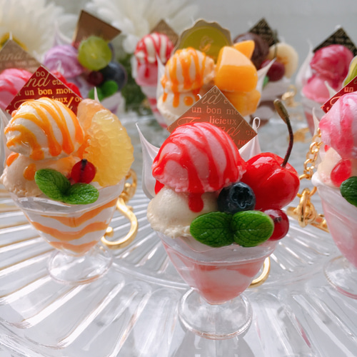 平成レトロ 贅沢スイーツ キーホルダー 10点 リボン バラ チェリー