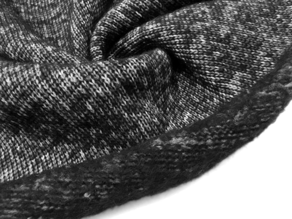 【現品限り】ウール混フランネルニット／リブ付ベレー帽(ゆったり)◆杢ブラックmix　◇寒い季節にお薦め◇ 5枚目の画像
