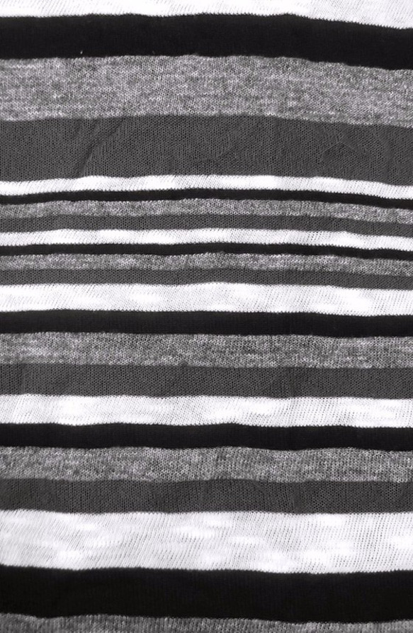 綿麻ボーダー甘織ニット/つば広ルーズキャスケット(ゆったり)◆黒灰白 4枚目の画像
