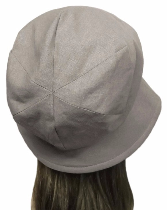 ハーフリネン/つば広女優帽子(ゆったり)◆グレージュ 3枚目の画像