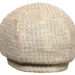 かぎ針編み風ニット/リブ付ベレー帽(ゆったり)◆ベージュ 3枚目の画像