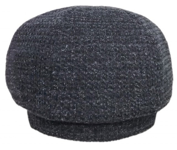 編み地織ネップニット/リブ付ベレー帽(ゆったり)◆杢紺mix 3枚目の画像