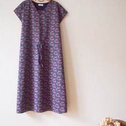 [一件立即發貨！]自由：棉尾抽繩連衣裙（深紫色） 第5張的照片