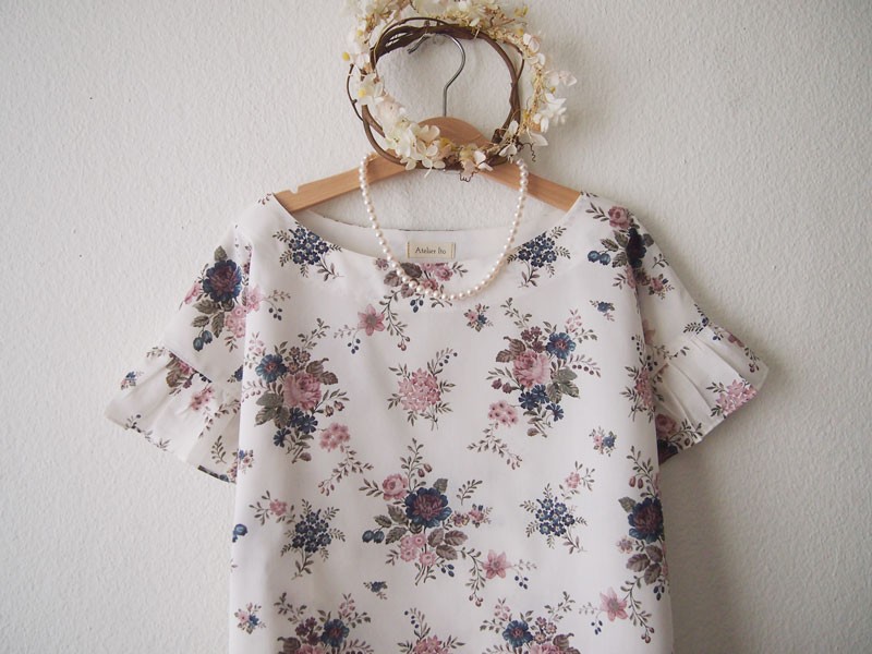 2020Ｓ/Ｓ新作　Liberty : Sussex(サセックス）　フリルフレンチスリーブブラウス