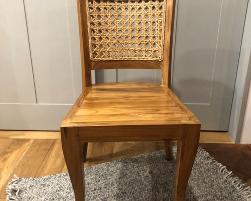 チーク無垢材チェアー オールドチーク無垢材 ダイニングチェア85cm WW ホワイト