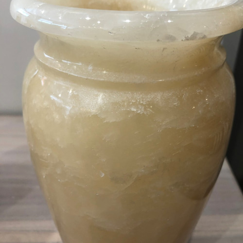 天然大理石(オニキスA)フラワーベース、花瓶、オブジェ 口径：大