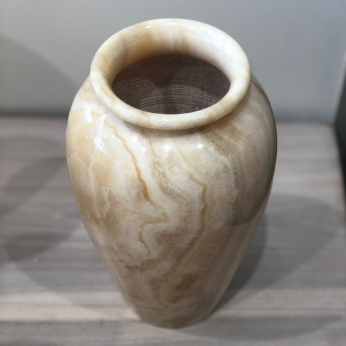 天然大理石(オニキスA)フラワーベース、花瓶、オブジェ 口径：中