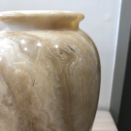 天然大理石(オニキスA)フラワーベース、花瓶、オブジェ 口径：中