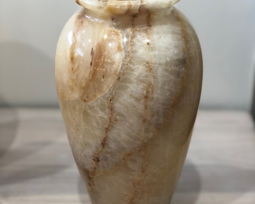 天然大理石(オニキスB)フラワーベース、花瓶、オブジェ 口径：中