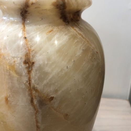 天然大理石(オニキスB)フラワーベース、花瓶、オブジェ 口径：中