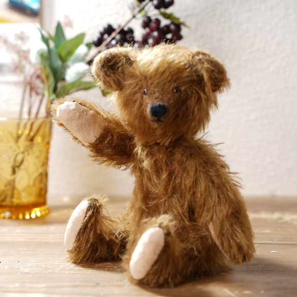 テディベア・毛の長いこげ茶ぐま テディベア ジャーマンモヘア