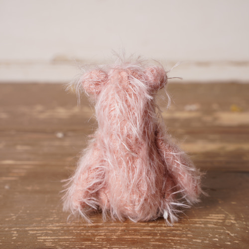 ピーナッツベア 毛足の長いピンクぐま テディベア ビンテージ風 ピンク