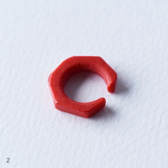 mini glass ear cuff　RED 3枚目の画像