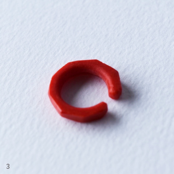 mini glass ear cuff　RED 4枚目の画像