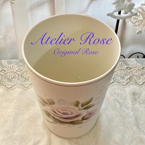 ♡再販しました！お洒落なホワイトローズのダストボックス①〜手描きの