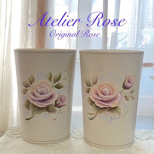 ♡再販しました！お洒落なホワイトローズのダストボックス①〜手描きの