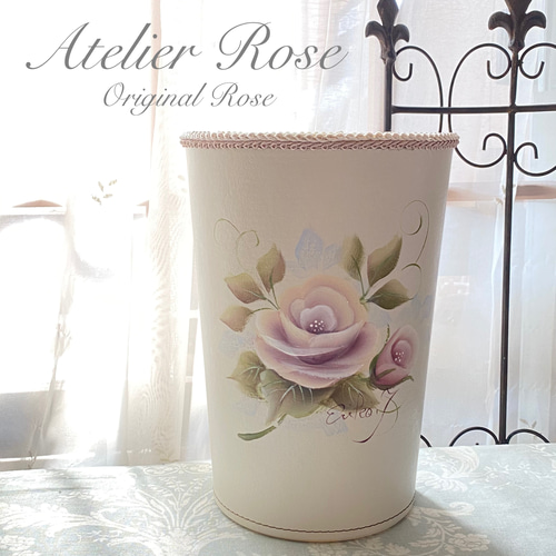 ♡再販しました！お洒落なホワイトローズのダストボックス①〜手描きの