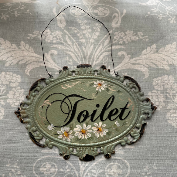 トイレプレート トールペイント ﾄｰﾙﾍﾟｲﾝﾄのトイレプレート（青い薔薇） - TOLELOVE'S GALLERY