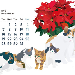 2022年猫ともカレンダー［2021年12月〜2022年12月］プラケース入り（1000円）／木製台付き（2,000円) 3枚目の画像