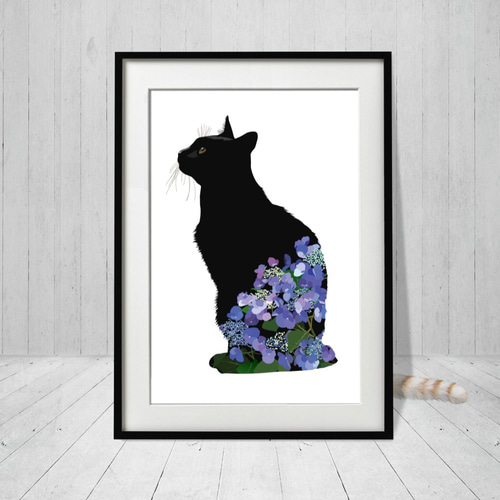 No.282❤猫 紫陽花❤レジンヘアゴム  ブローチ No.282❤猫 紫陽花❤レジンヘアゴム ブローチ