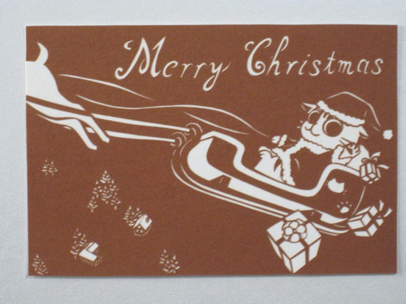 切り絵ポストカード　メリークリスマス 1枚目の画像