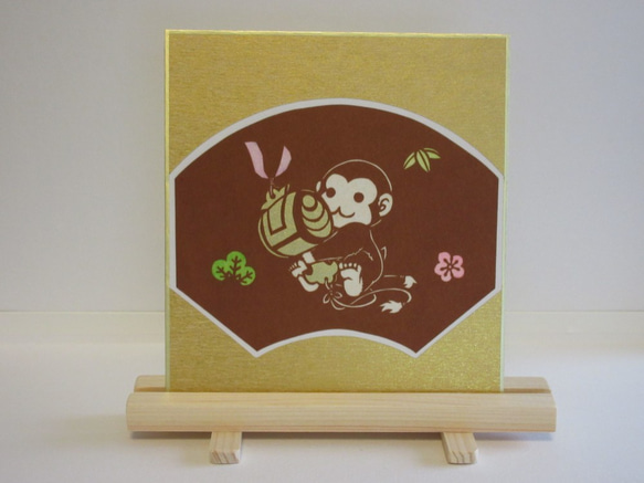 切り絵色紙 扇形 猿年 その他置物 mimiねこ 通販 1519003