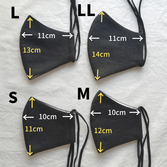 リネンマスク★LLサイズ★ブラック 3枚目の画像