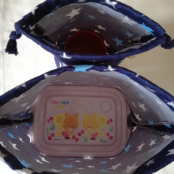 お弁当袋&コップ袋セット☆星柄(ネイビー)【入園入学　男の子・女の子】 5枚目の画像