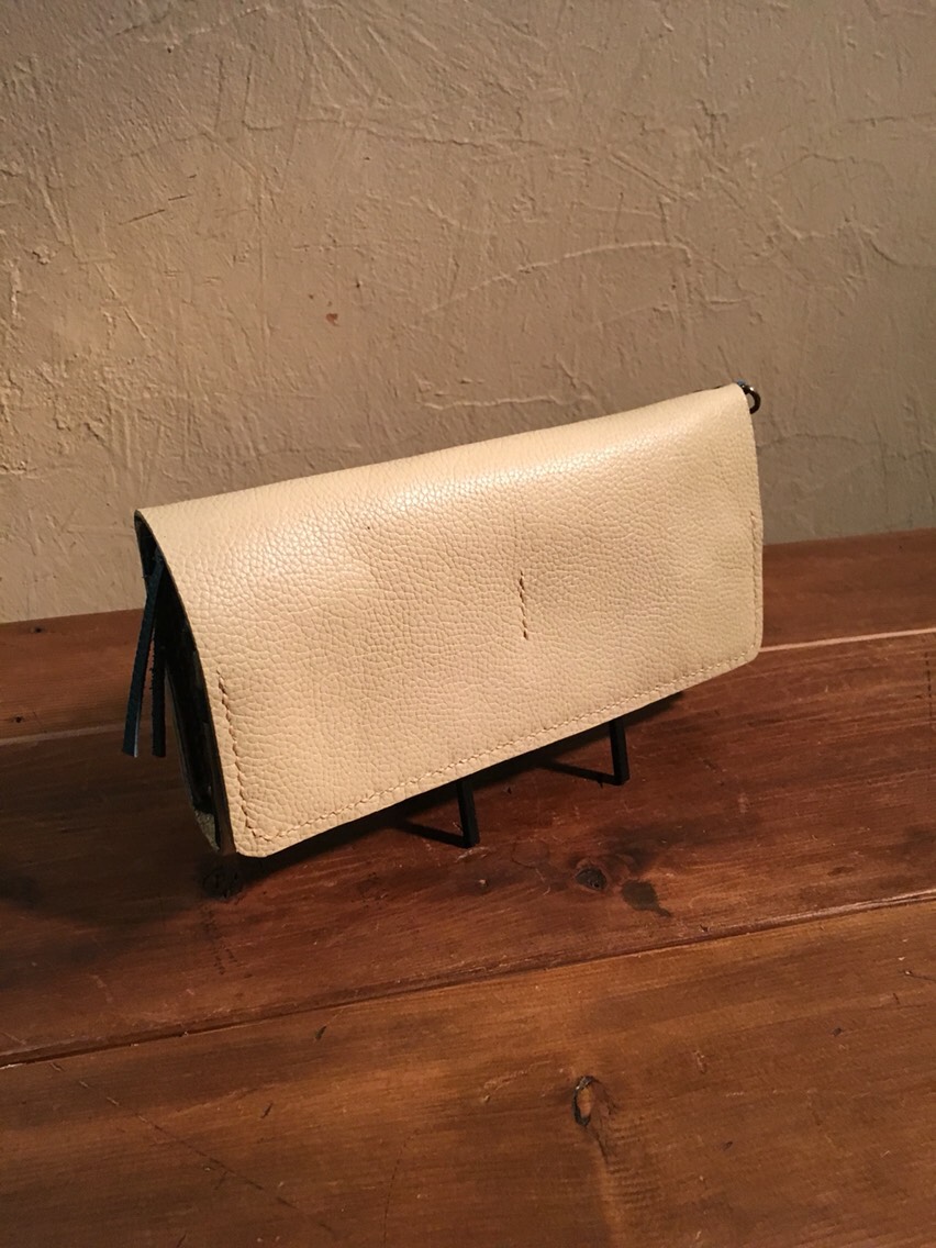 ロングウォレット(オフホワイト×ブルー)