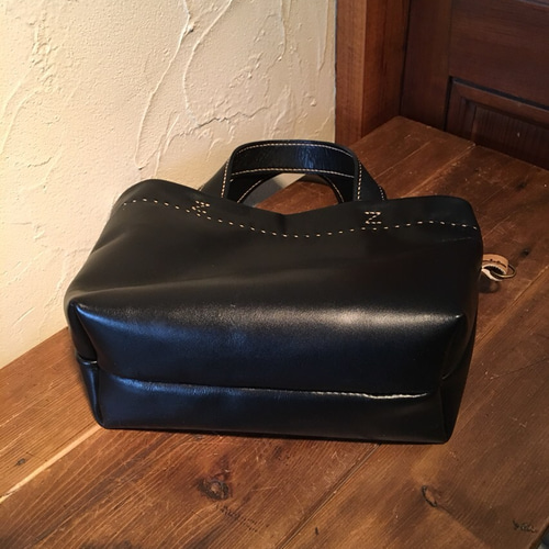 ruru様オーダー品:ミニトートバッグ（ブラック.内ポケット付き 