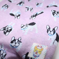 オーダー可★フレブル柄ラグランTシャツ ピンクフレンチブルドッグ犬服パグ 2枚目の画像