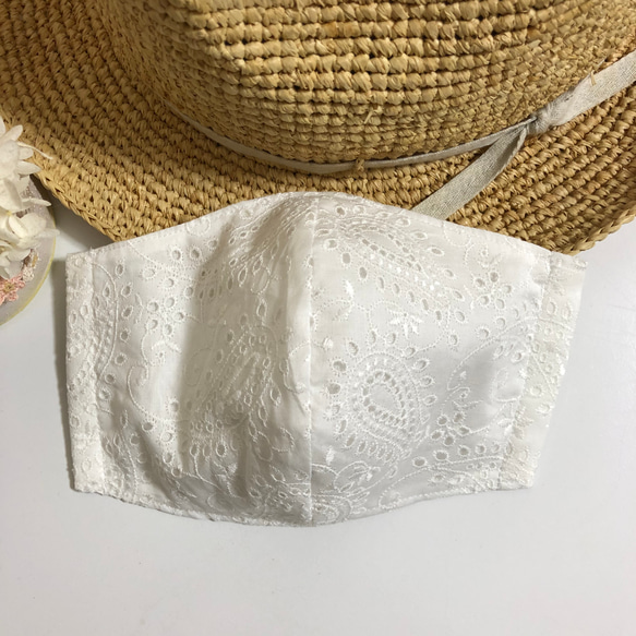 値下げ！涼感加工★人気！ペイズリー刺繍柄★夏用マスクポケット付き　マスクカバー　小池都知事使用 【送料込み】 3枚目の画像