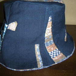 藍染古布帽子男性用 1枚目の画像